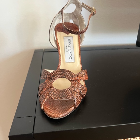 Jimmy Choo | brown snakeskin stiletto sandals - Picture 3 of 6